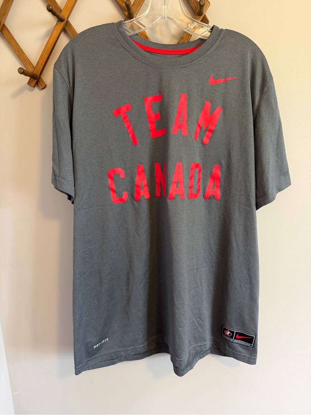 Nike Team Canada Dri-Fit Graphic Tee Charcoal Grey Red XL